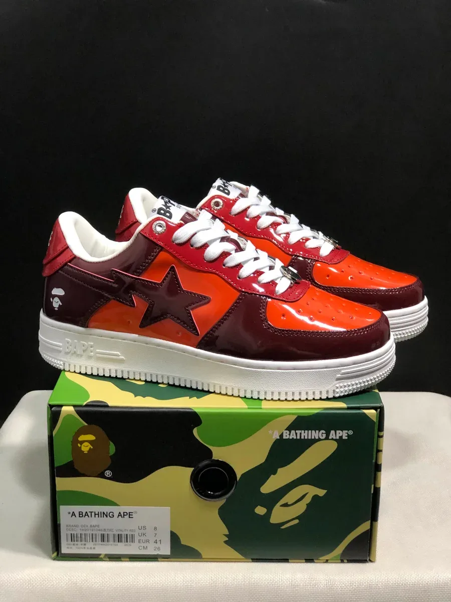 A Bathing Ape A Bathing Ape BAPE STA Red & Burgundy Sneakers Red - 1