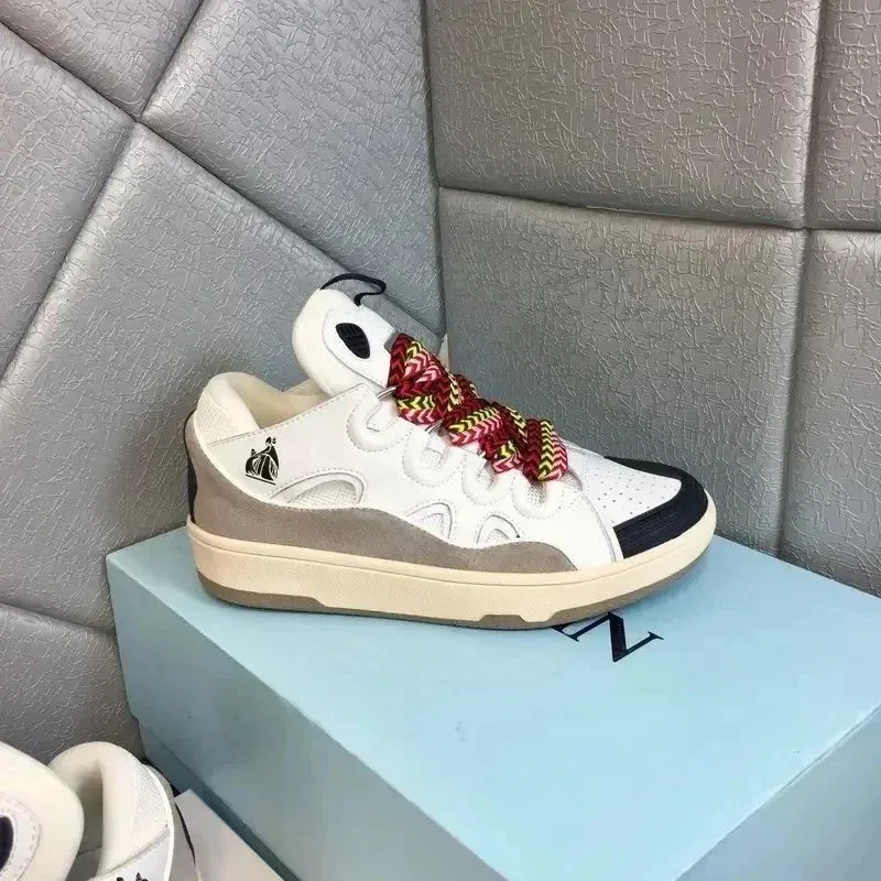 Unisex White & Grey '22' Sneakers with Colorful Laces
