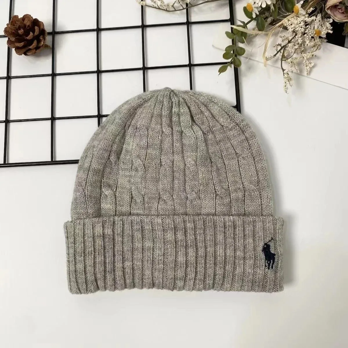 Polo Ralph Lauren Cable Knit Beanie Grey