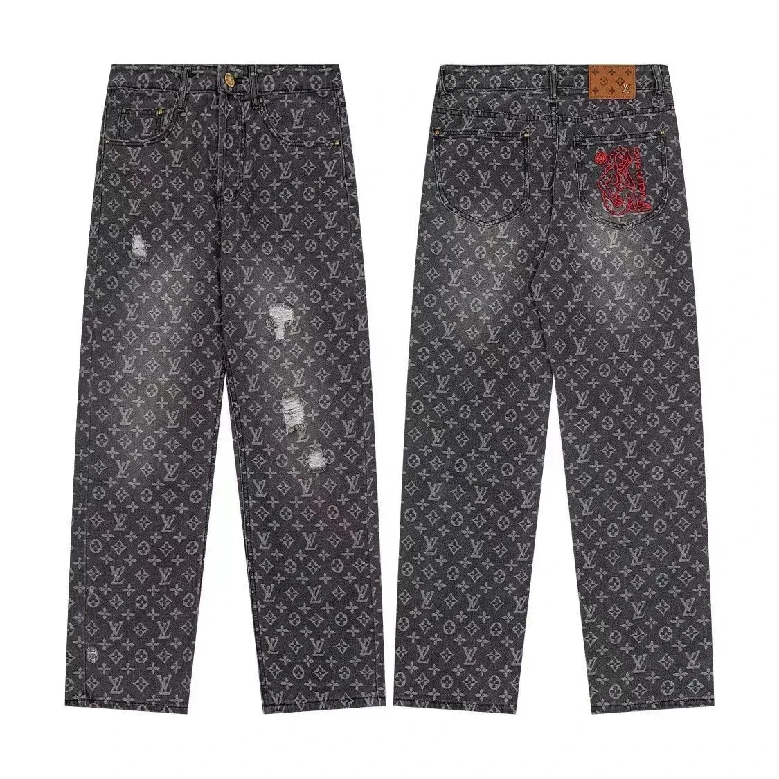 Louis Vuitton Neverfull Monogram Jeans Black