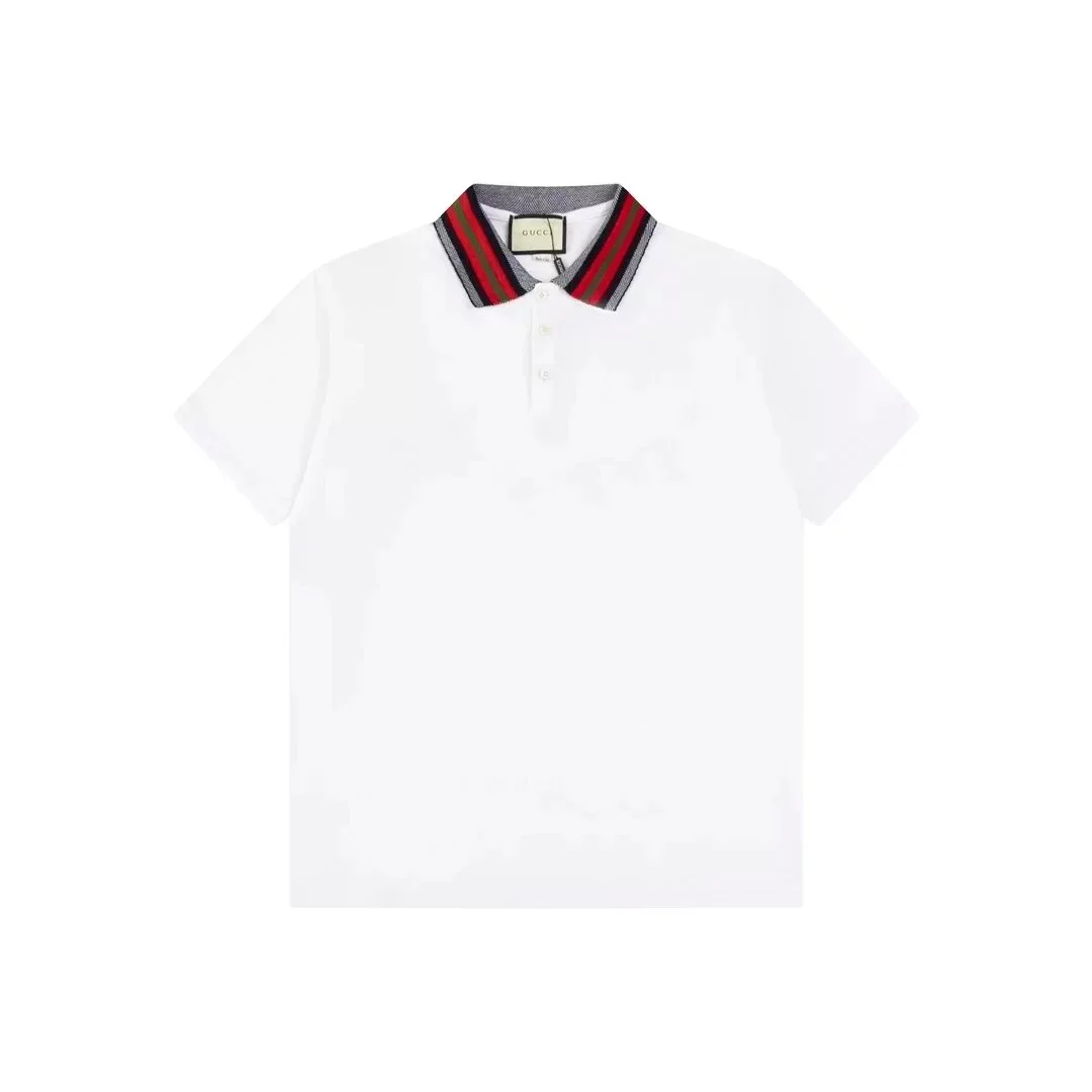 Gucci White Polo Shirt with Web Stripe Collar