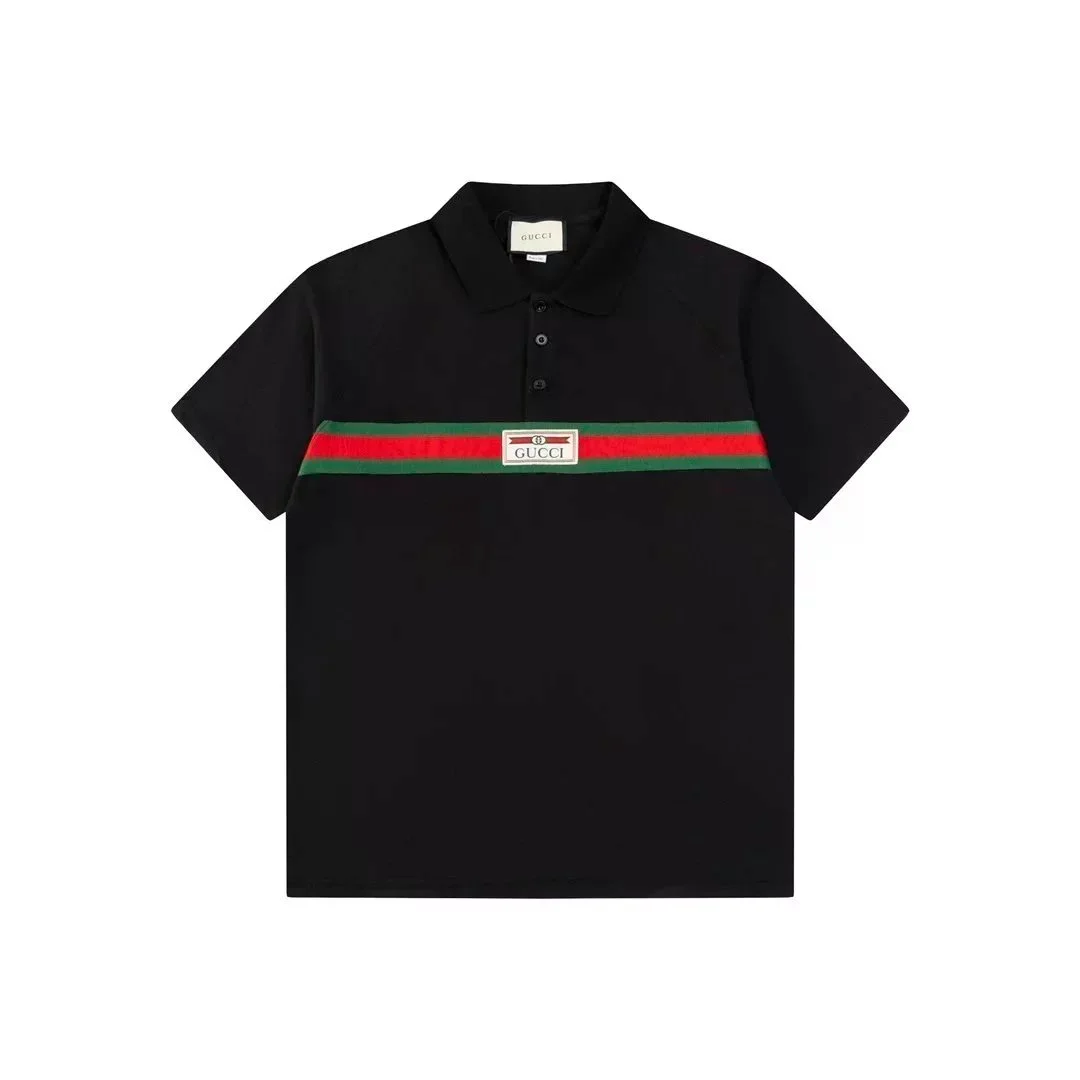 Gucci Black Web Stripe Polo Shirt