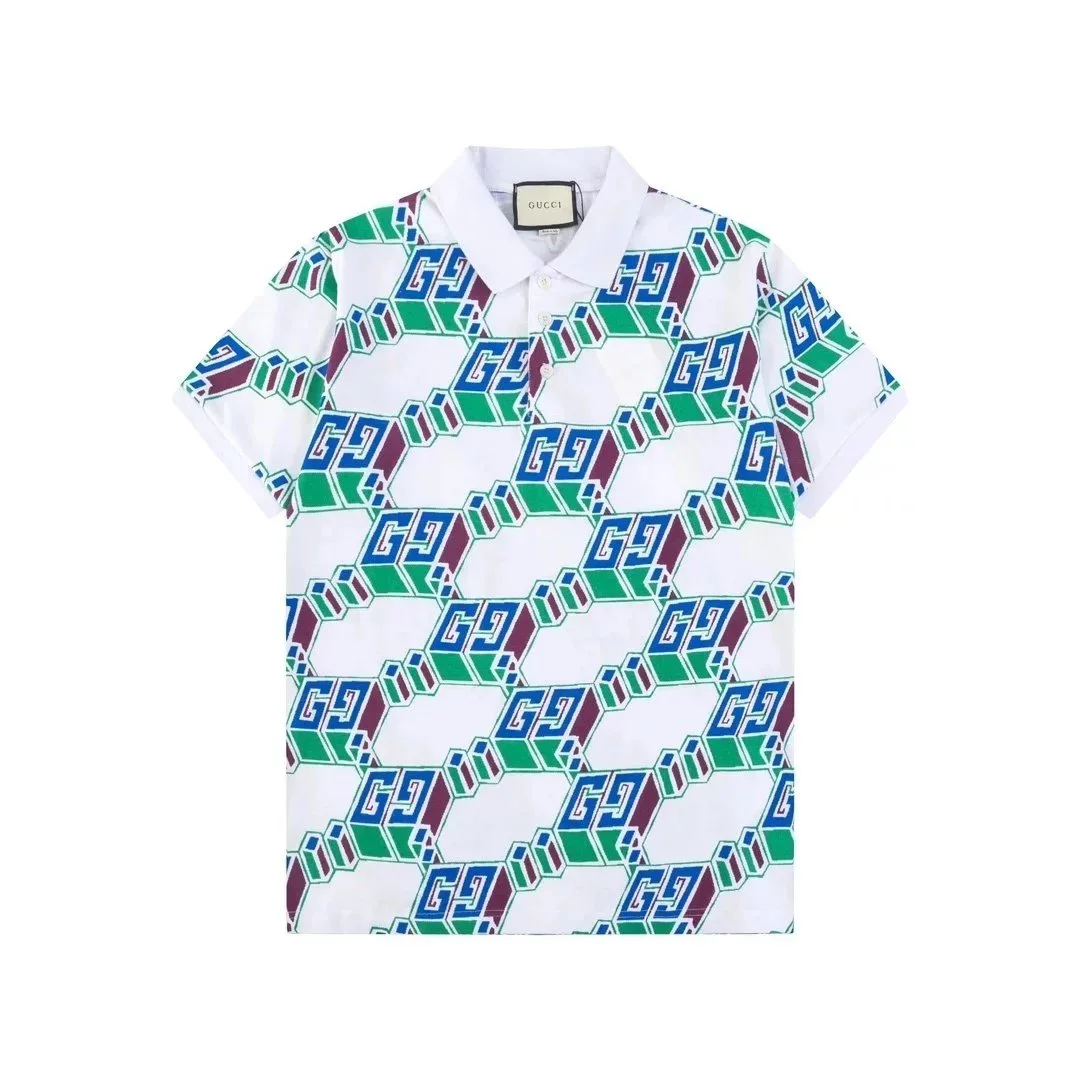 Gucci GG Monogram Polo Shirt Blue Green Checkered