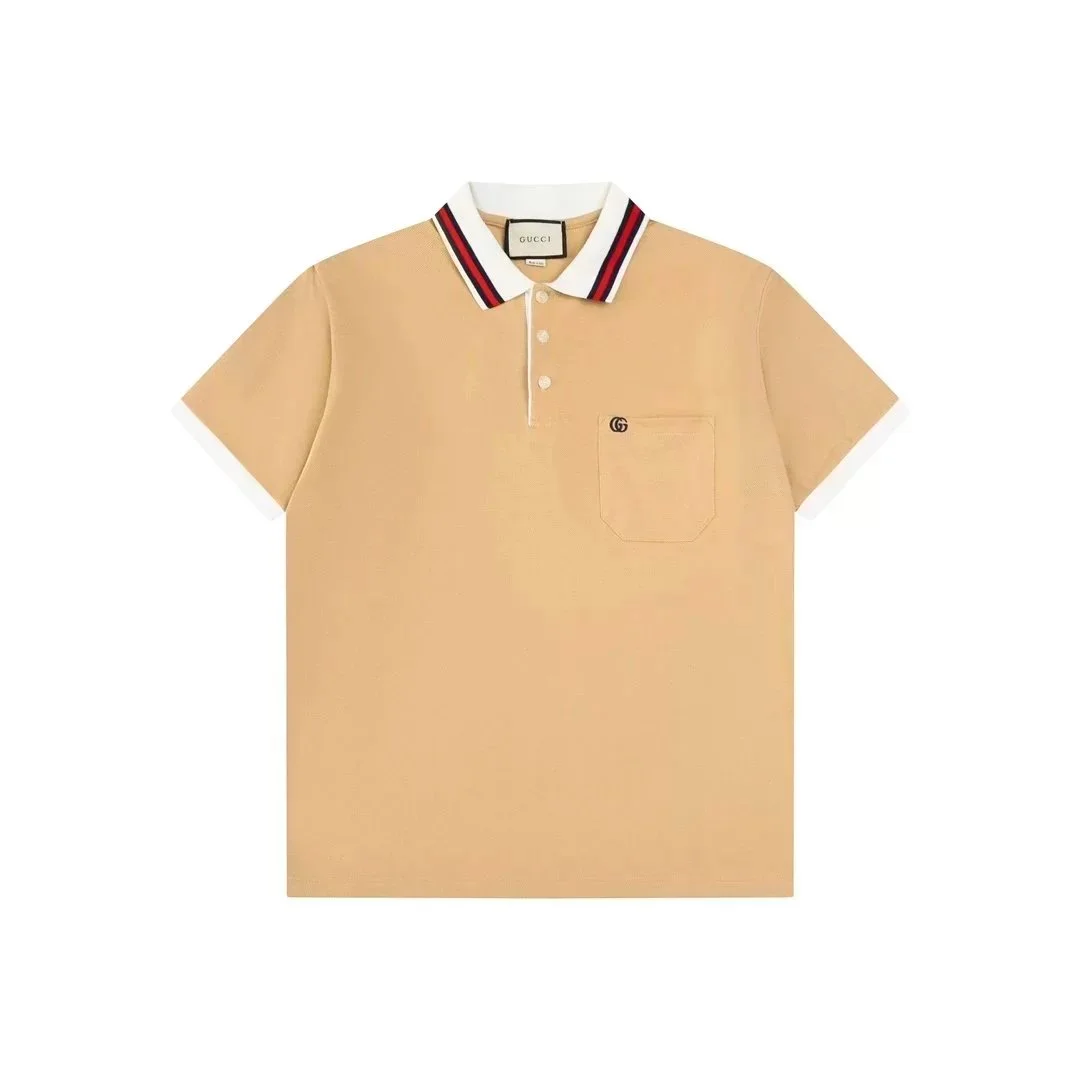 Gucci Beige Web Stripe Polo Shirt
