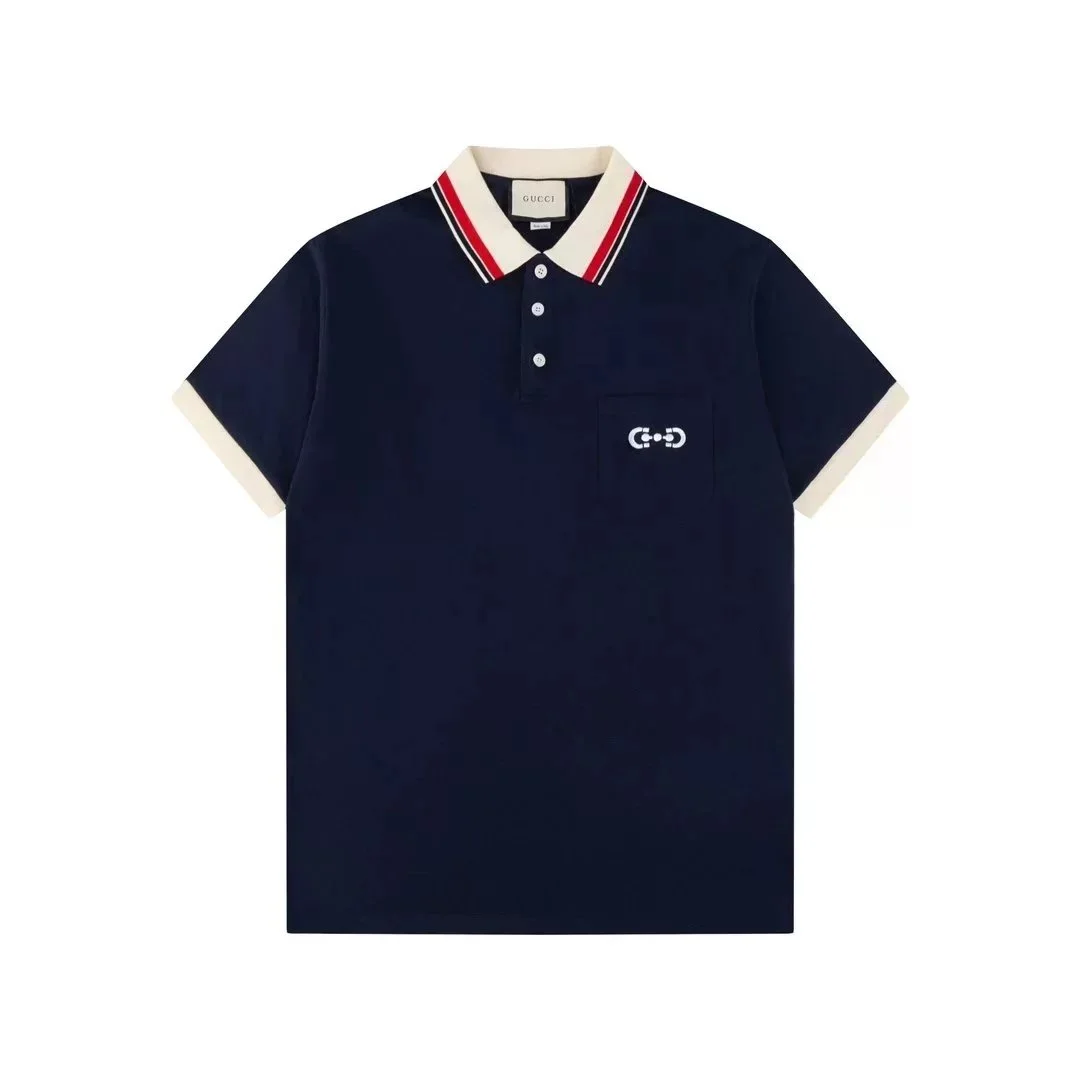 Gucci Navy & White Polo Shirt with Red/White Collar