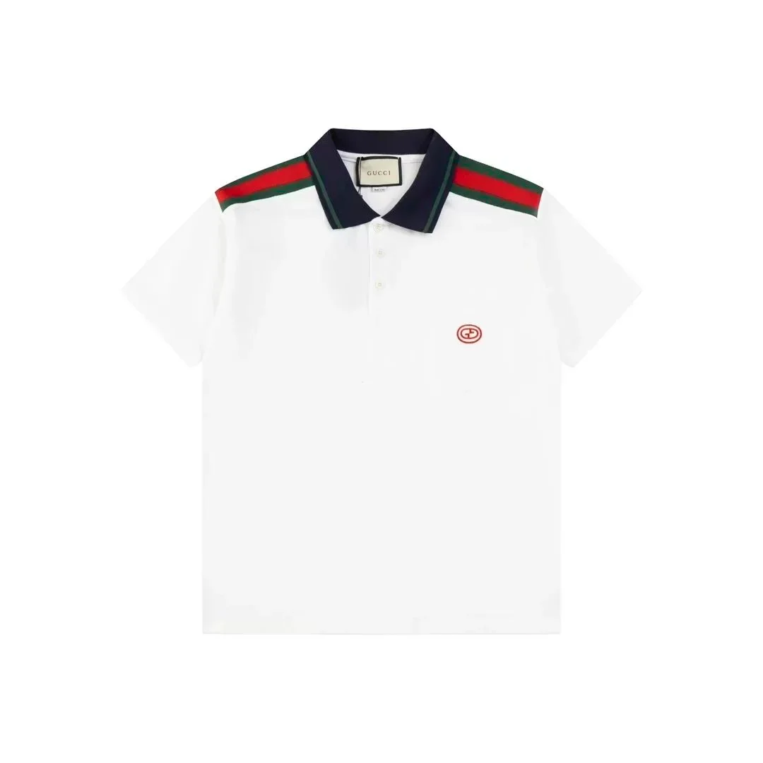 Gucci White Polo with Red/Green Shoulder Stripes
