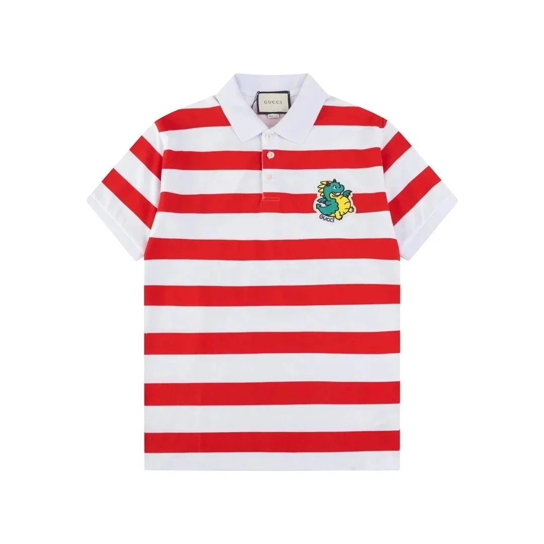 Gucci Red & White Striped Polo Shirt
