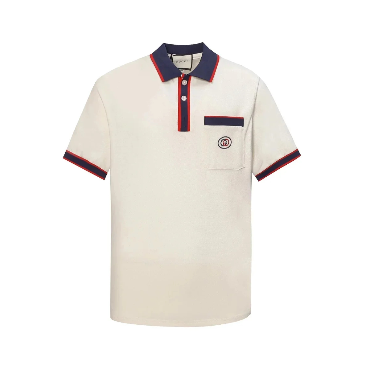 Gucci Polo Shirt White Red Blue Trim
