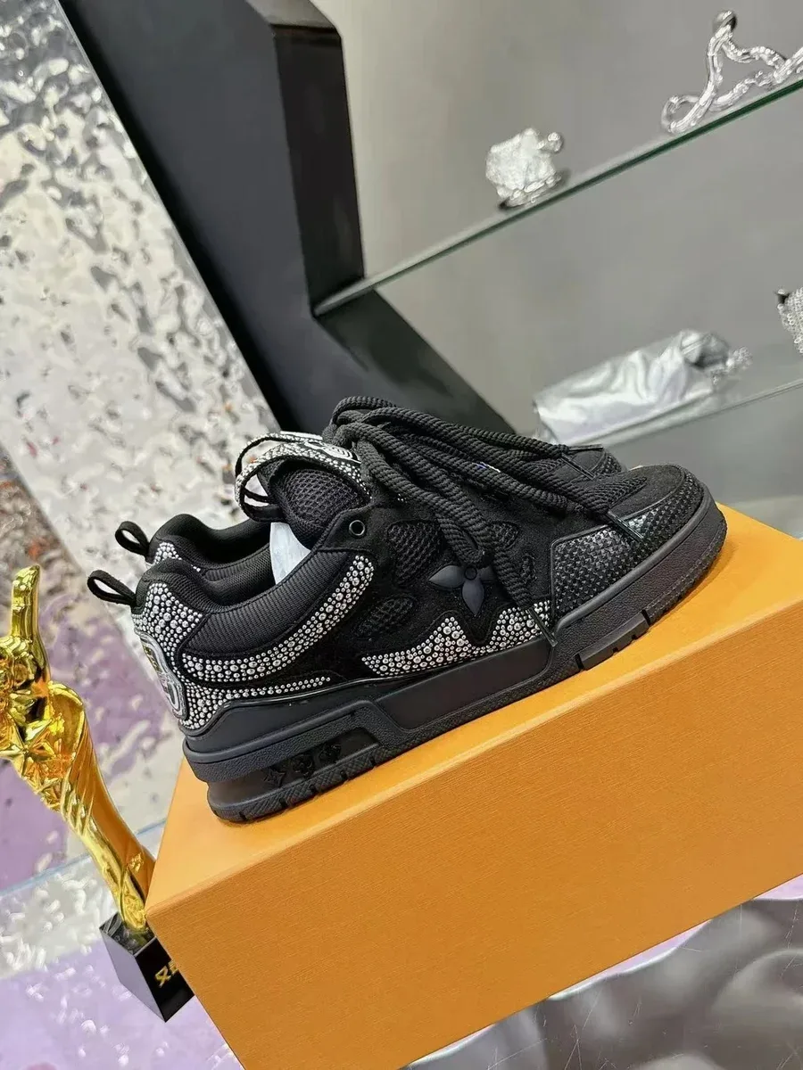 Louis Vuitton Tabi Black Crystal Embellished Sneakers