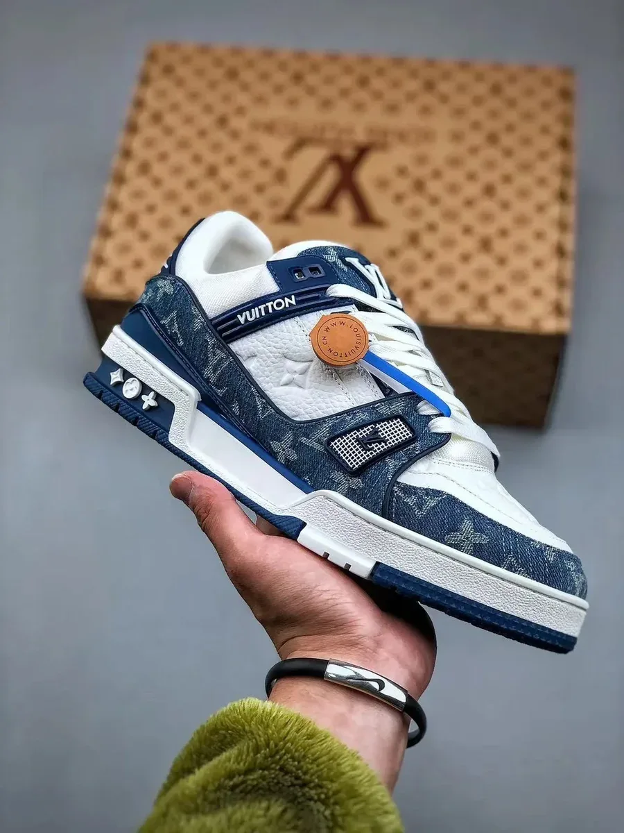 Louis Vuitton LV Trainer Denim White Blue Sneakers