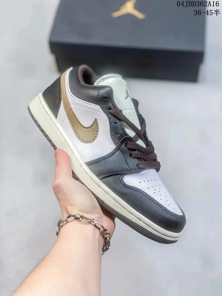 Nike Air Jordan 1 Low Black/Gold/White Sneakers