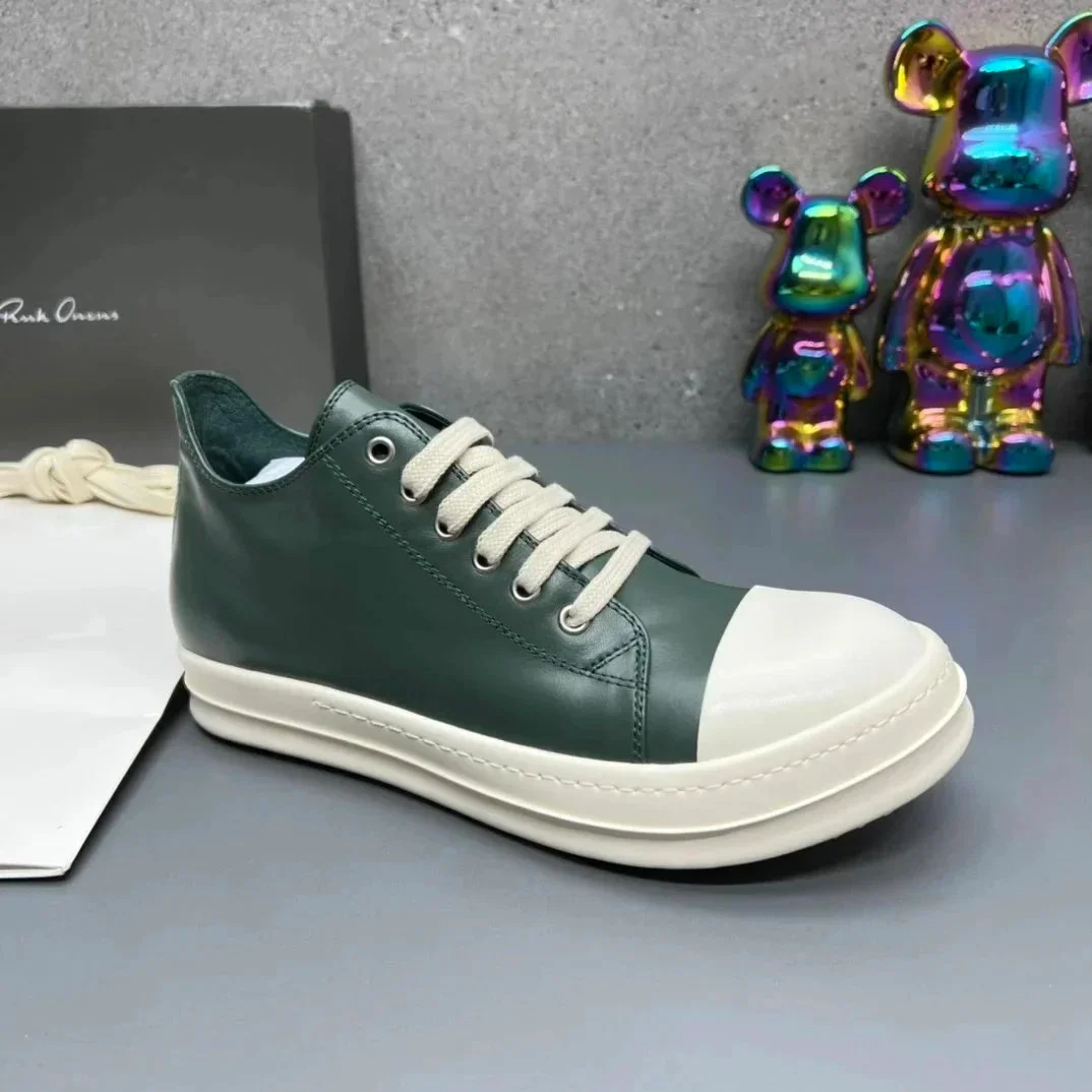Rick Owens DRKSHDW Green Leather Sneakers