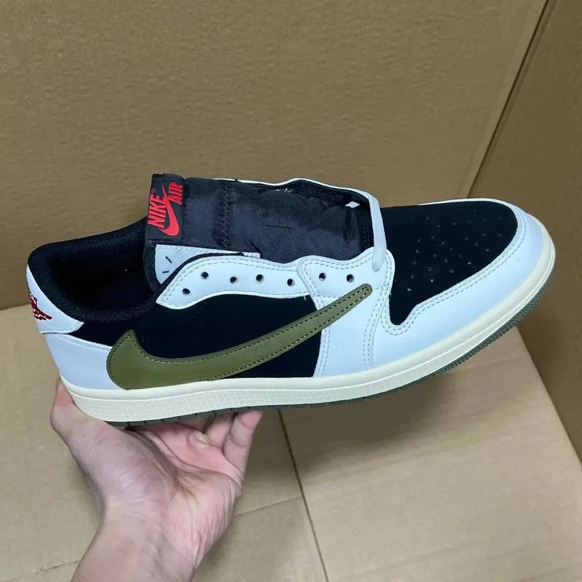 Nike Air Jordan 1 Low Black/Olive/White Sneakers
