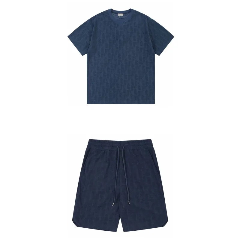 Deep Blue Co-ord Set with Textured Pattern