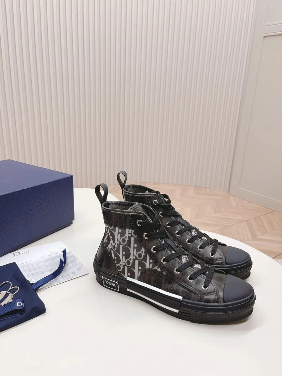 Dior B23 Oblique Print High Top Sneakers Black