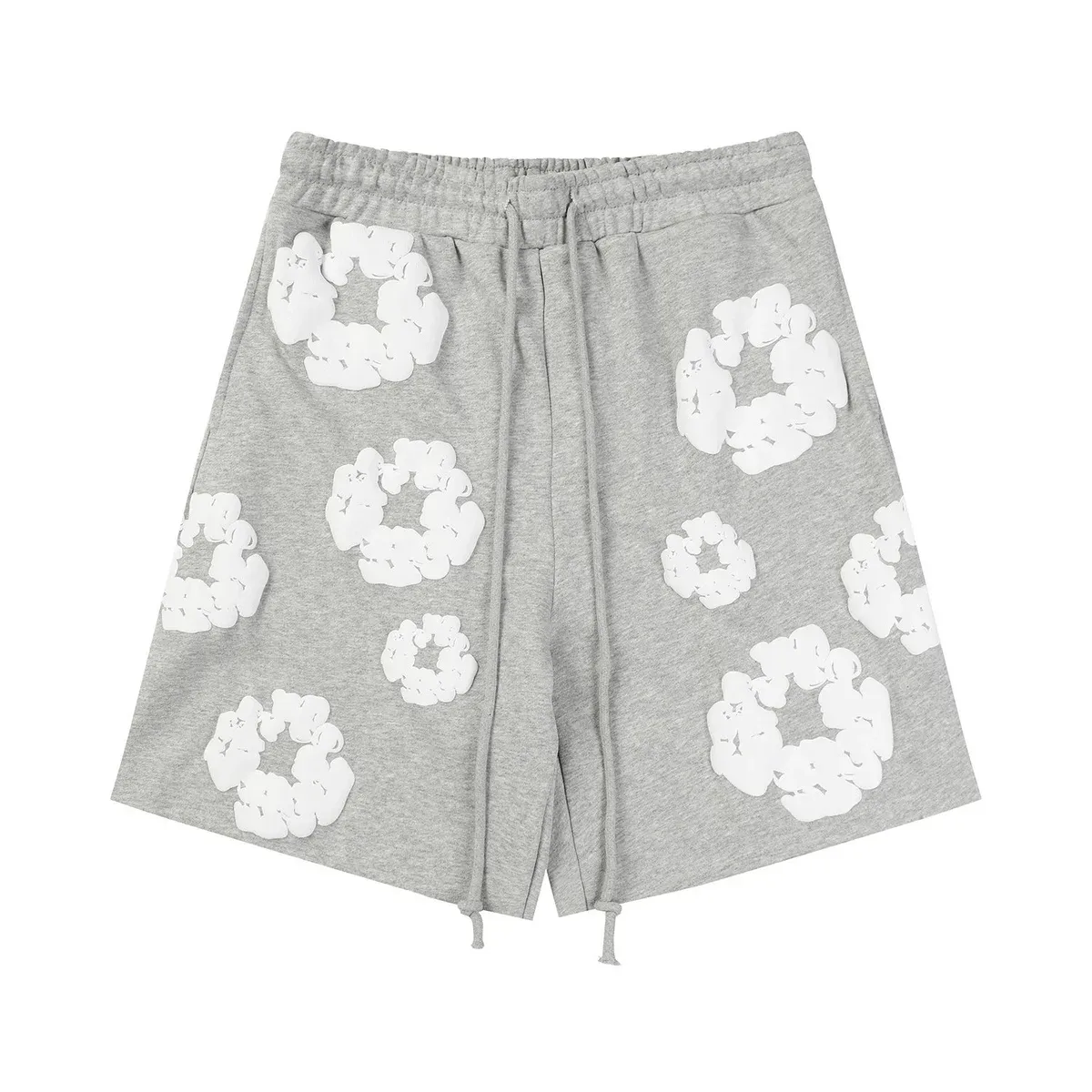 Gray Cloud Print Cotton Shorts