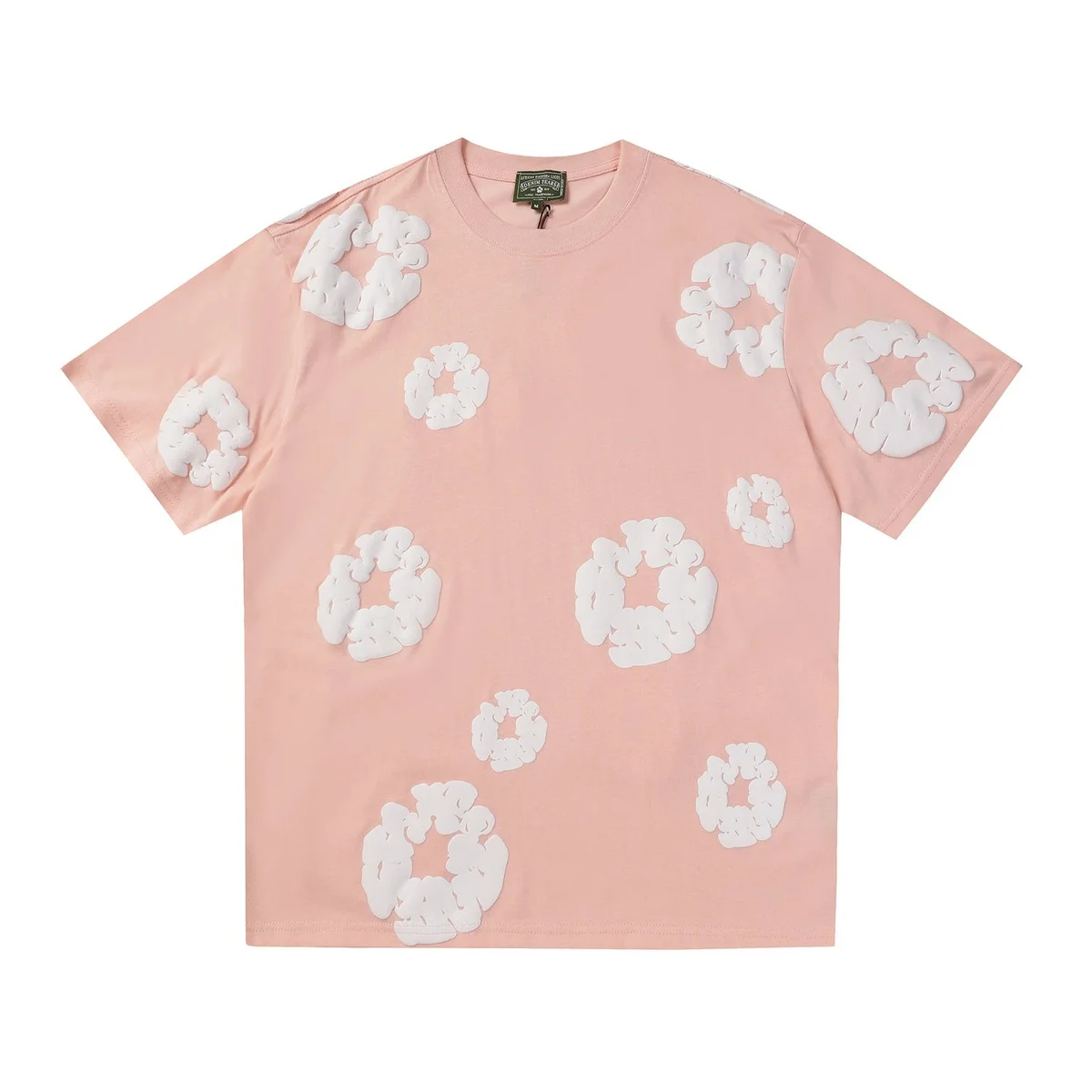 Unisex Pink Cloud Print T-Shirt Model 7
