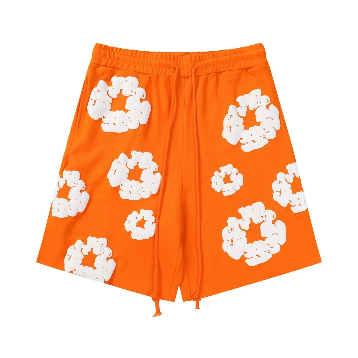 Orange Cloud Print Shorts