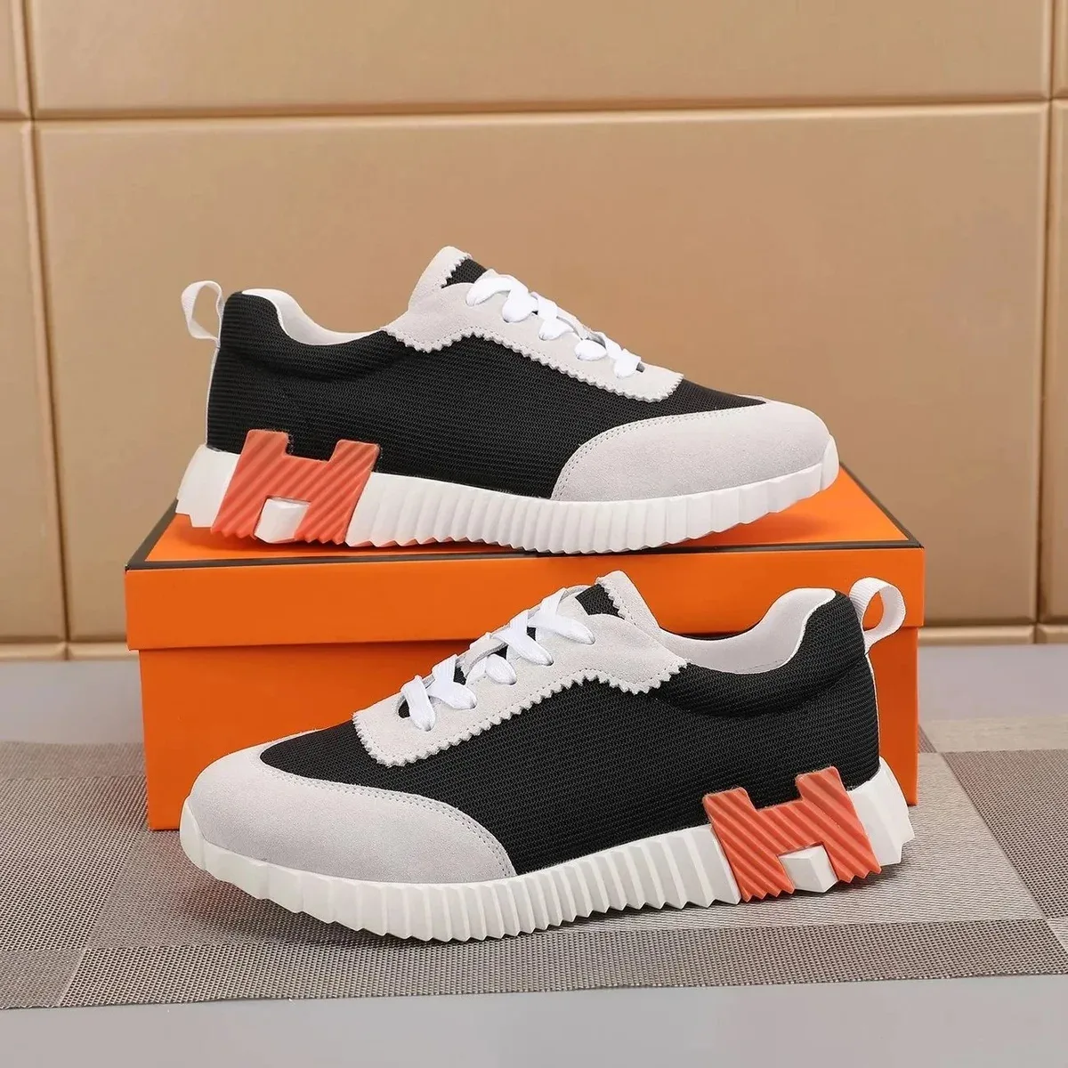 Unisex Black & White H Logo Sneakers