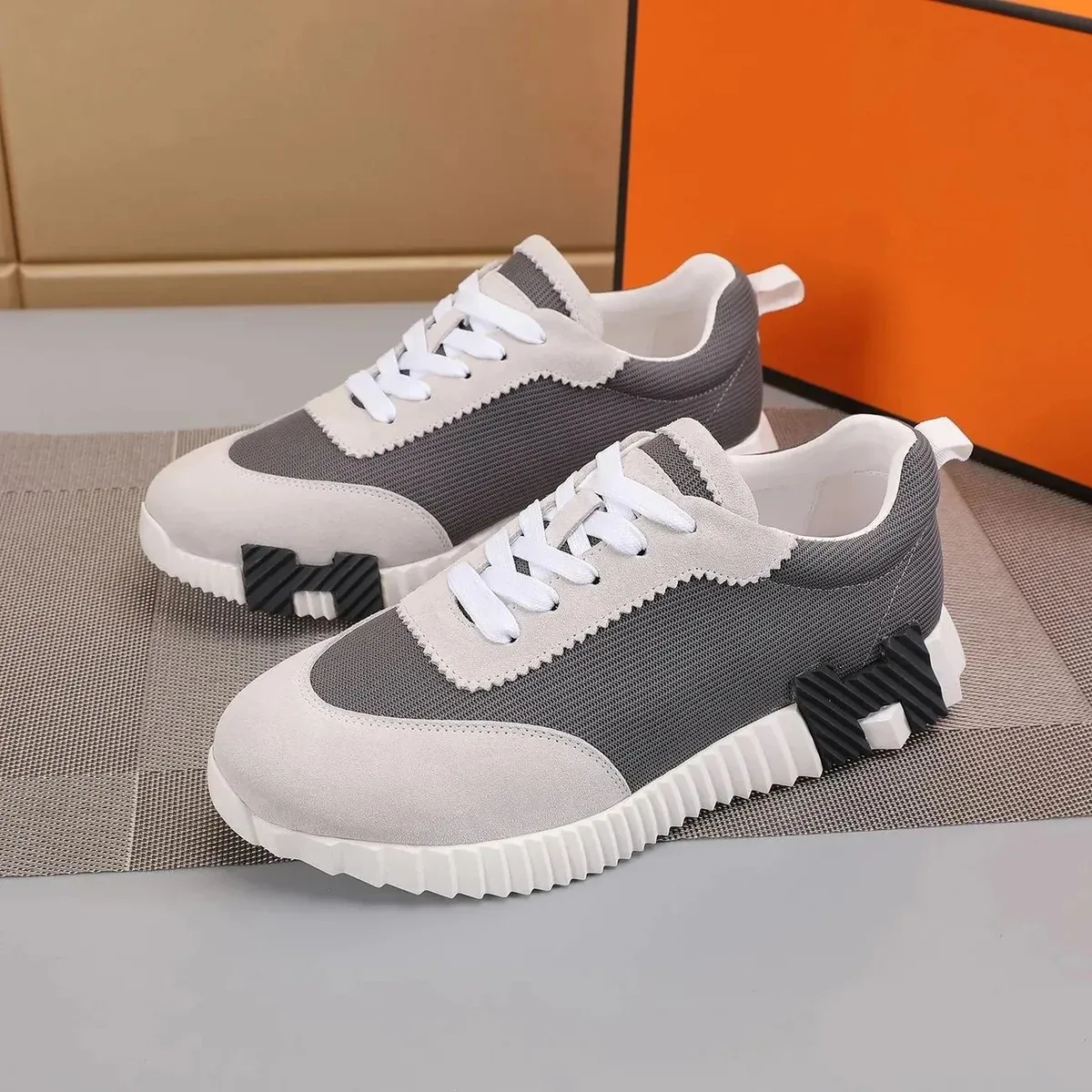 Unisex Grey & White Mesh Sneakers