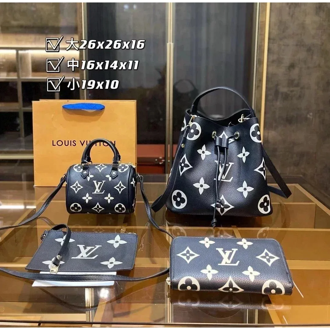 Louis Vuitton Neverfull Monogram Bucket Bag Set