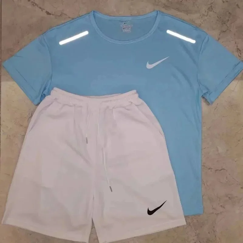 Nike Air Set Light Blue/White Shorts & T-Shirt