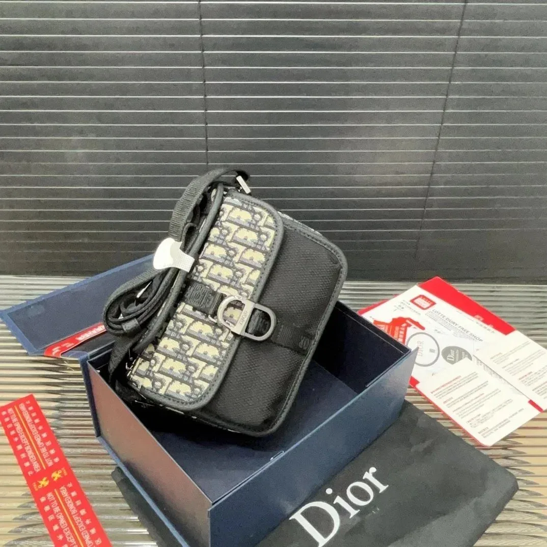 Dior Lady Dior Monogram Mini Crossbody Bag Black