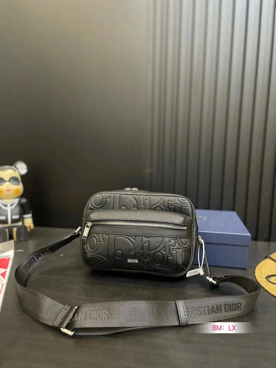Dior Lady Dior Black Grain Leather Crossbody Bag