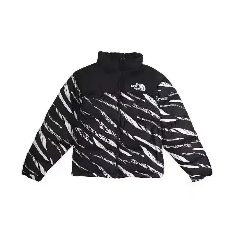 The North Face Nuptse Black/White Striped Parka