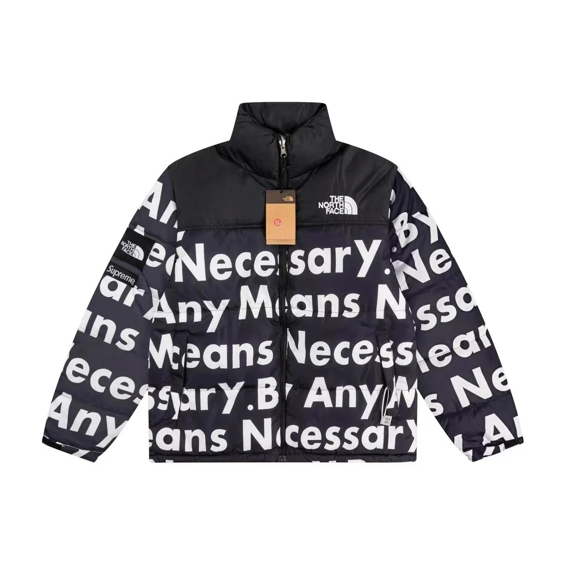 The North Face Supreme Nuptse Black 'Any Means Necessary' Jacket