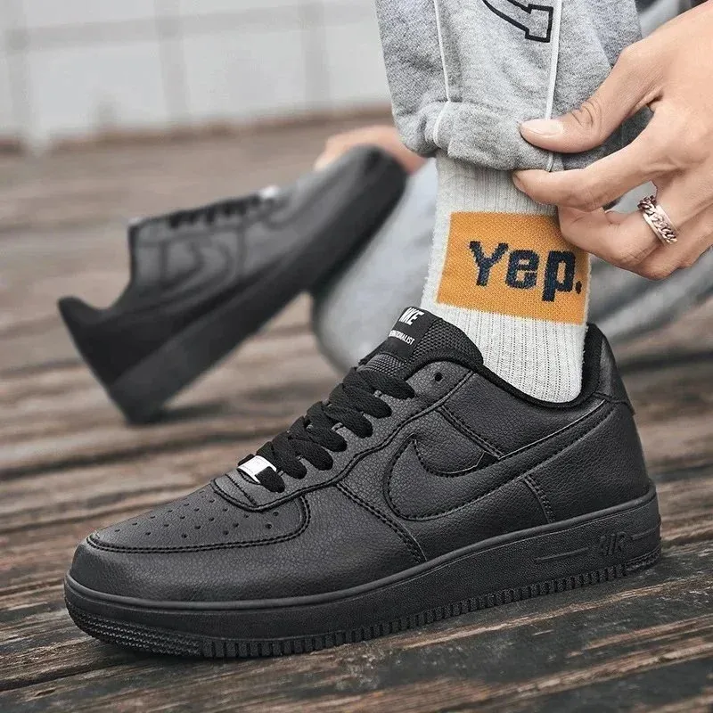 Nike Air Force 1 Black Leather Sneakers