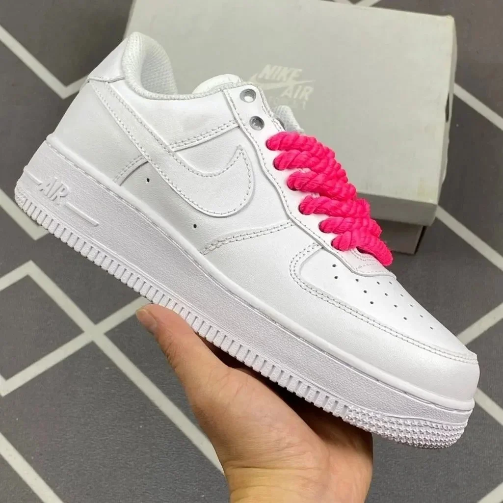 Nike Air Force 1 White with Pink Laces Sneakers