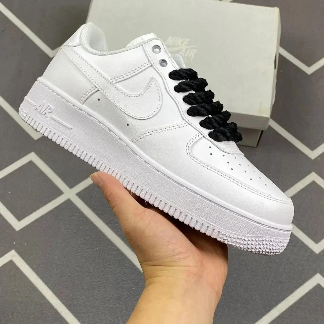 Nike Air Force 1 White Triple Black Sneakers