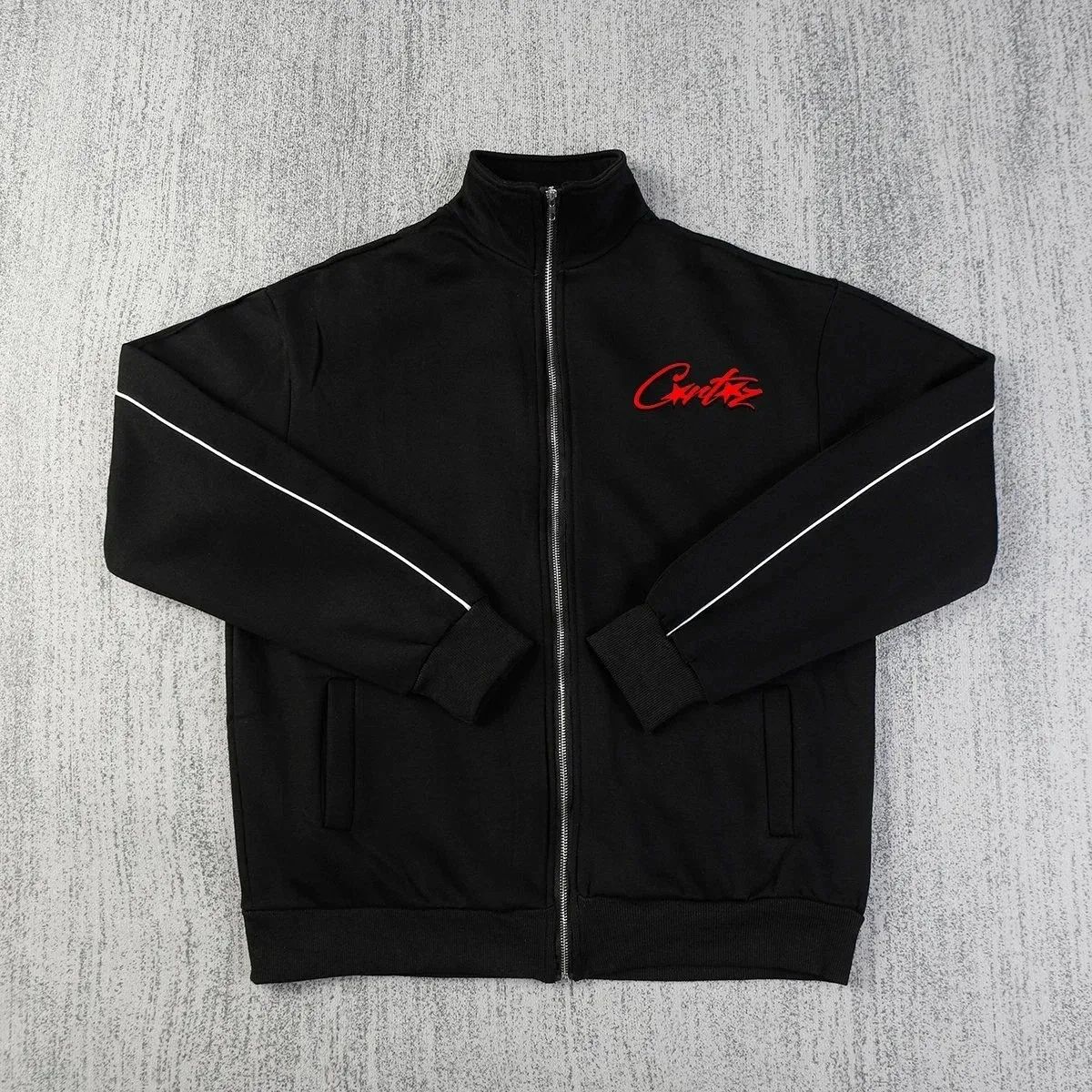 Black '13' Track Jacket with Red & White Accents
