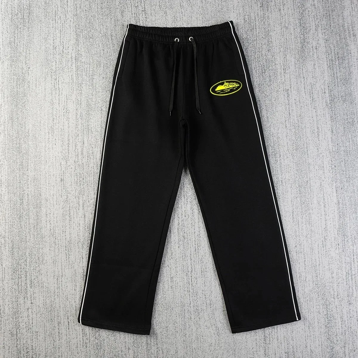 Black with Yellow Logo Track Pants