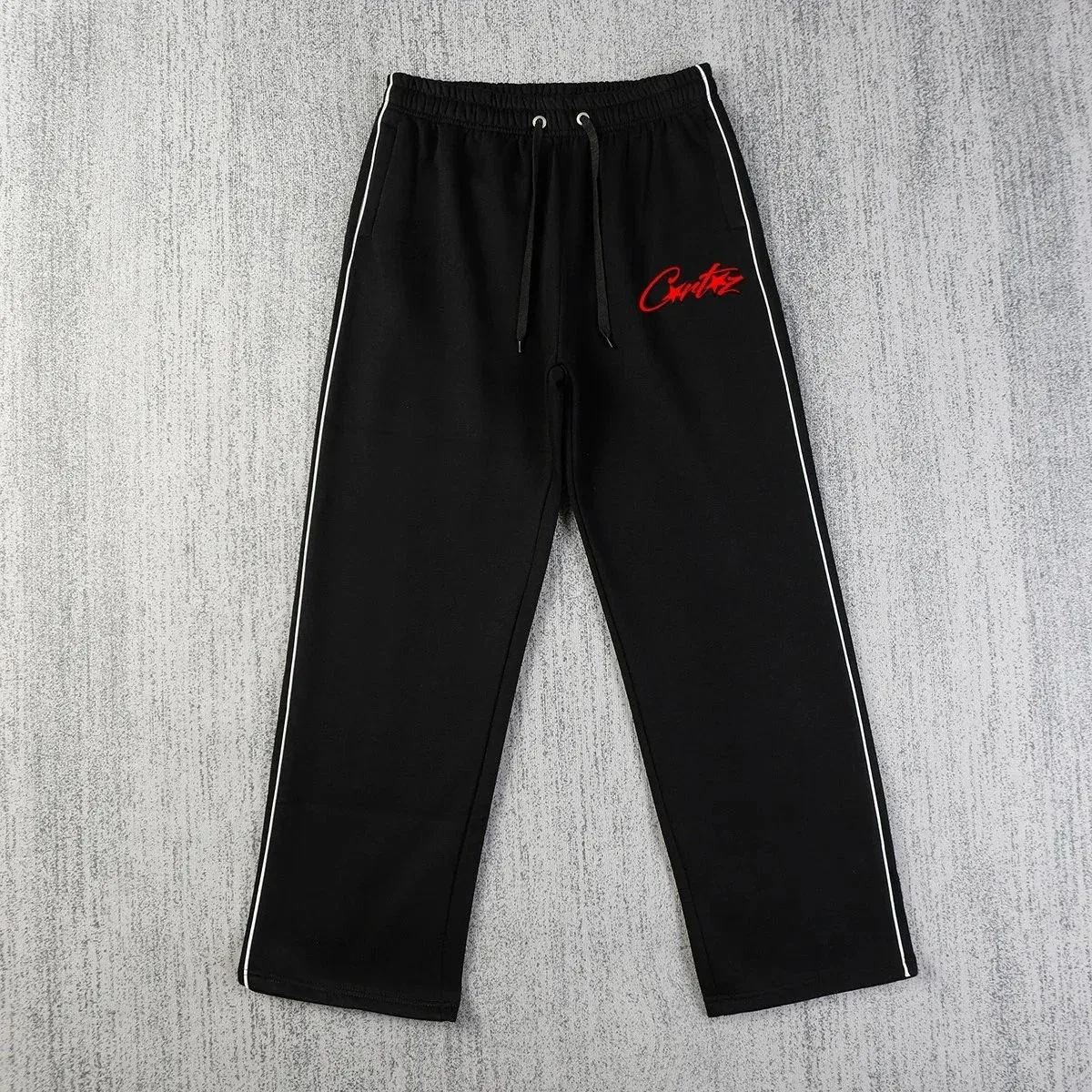 Black with Red 'Critics' Logo Sweatpants