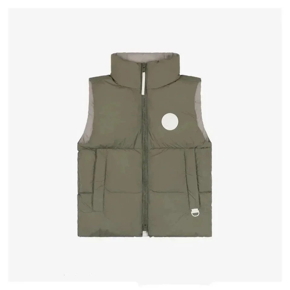 Olive Green Puffer Vest with White Logo