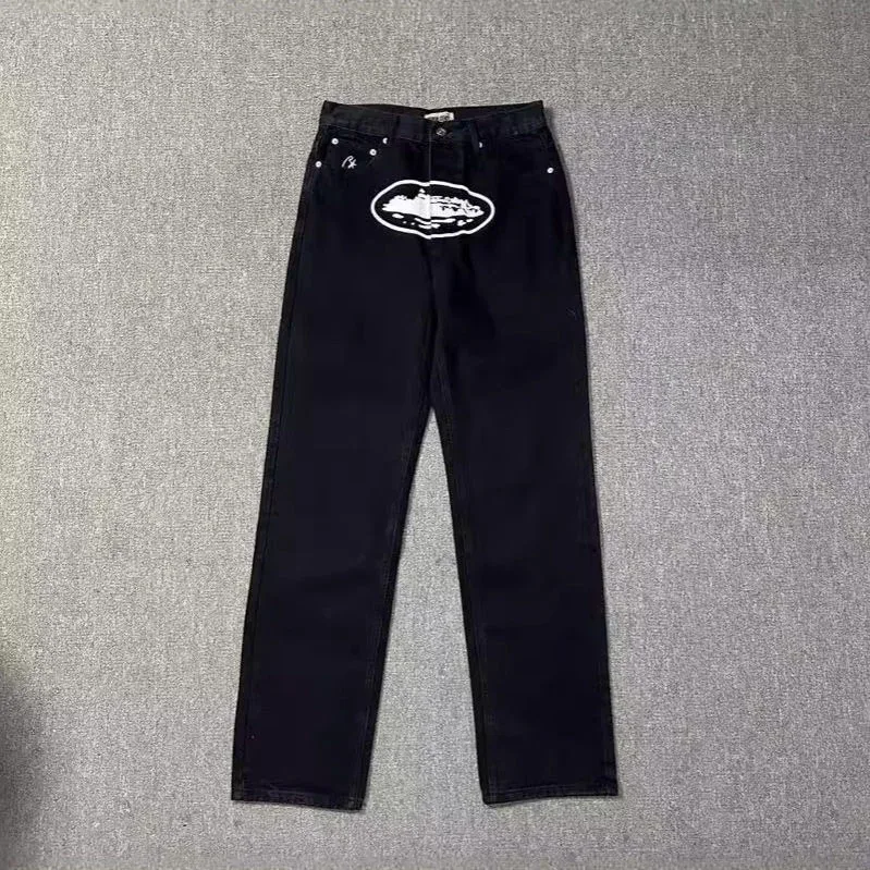 Black Lip Print Jeans