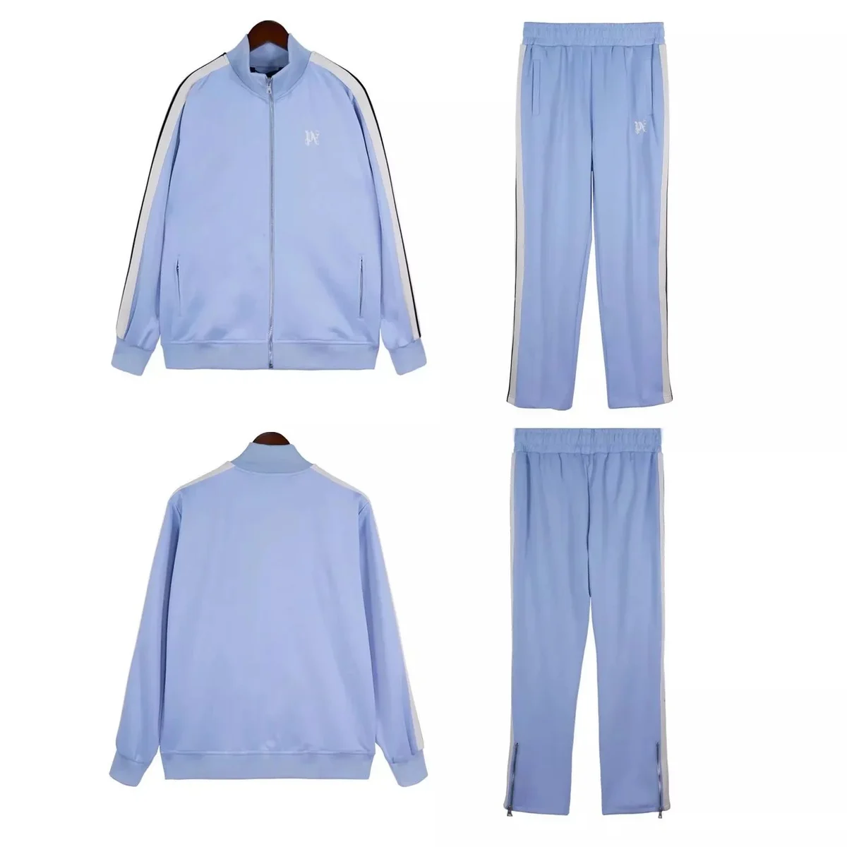 Light Blue Track Suit Set with White Stripes