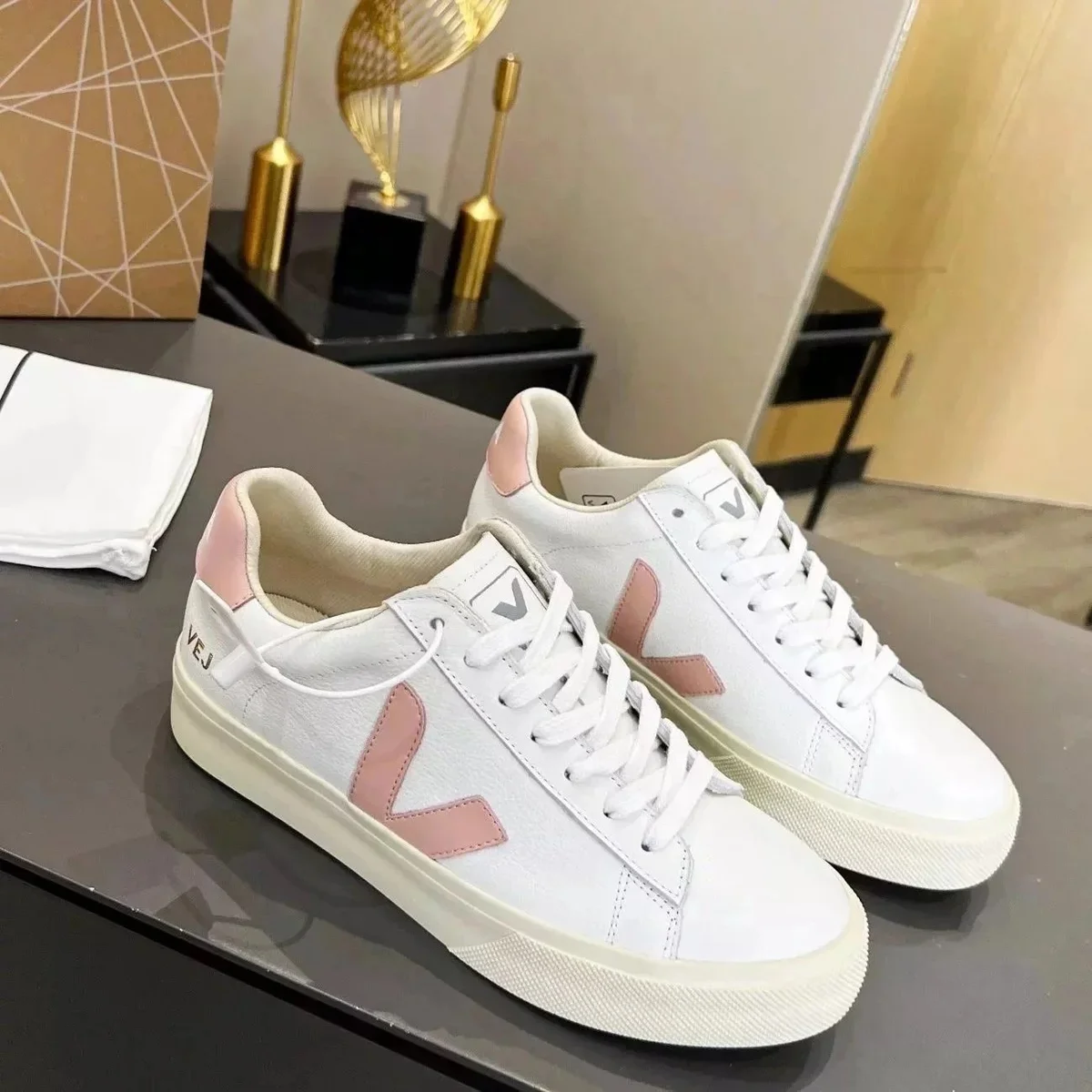 Veja V-10 White/Pink Sneakers