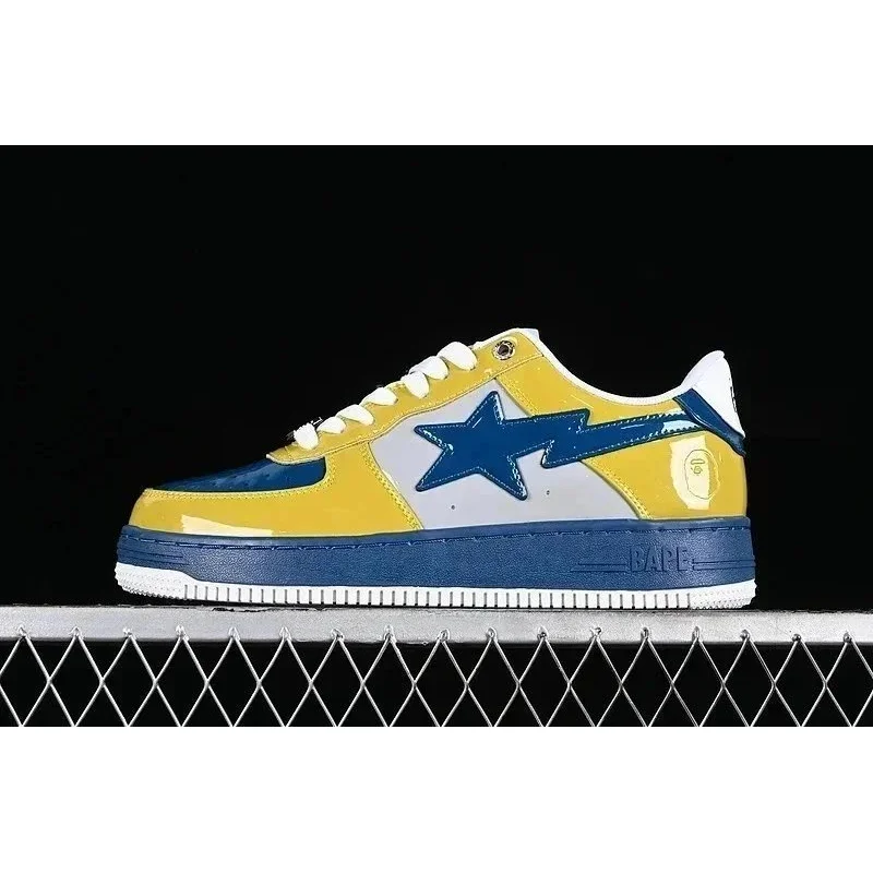 A Bathing Ape BAPE STA Yellow & Blue Patent Sneakers