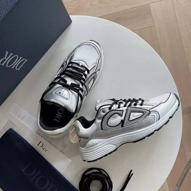 Dior CD Logo Silver/Black Sneakers
