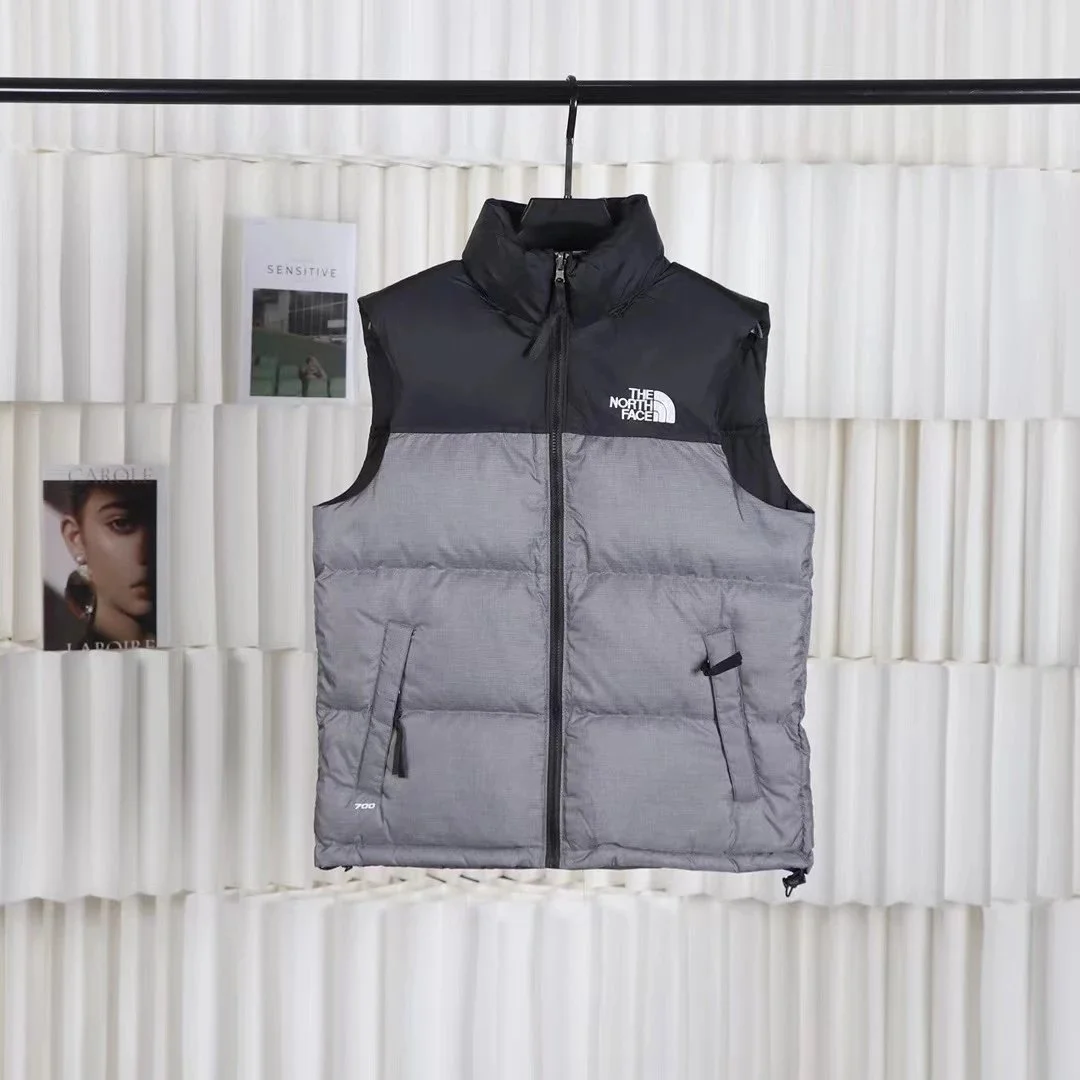 The North Face Nuptse Grey Black Vest
