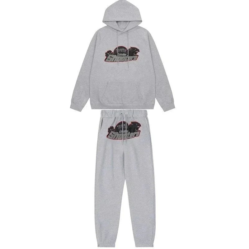 Gray Panther Tracksuit Set with Red & Black Logo