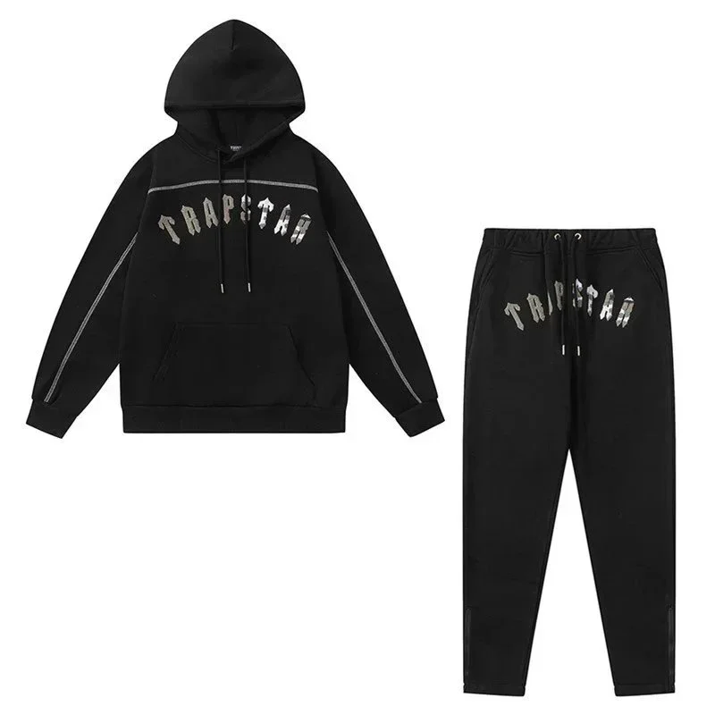Trapstar Black with Silver 'TRAPSTAR' Logo Tracksuit