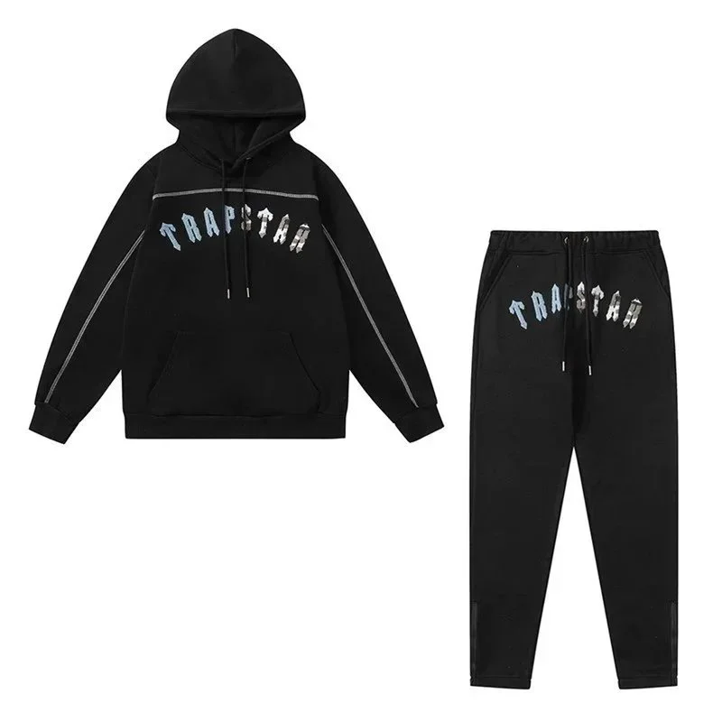 Trapstar Black Blue Camo Logo Tracksuit