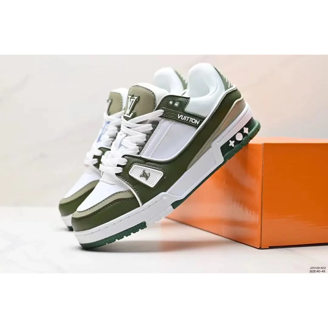 Louis Vuitton LV Trainer White/Olive Green Sneakers