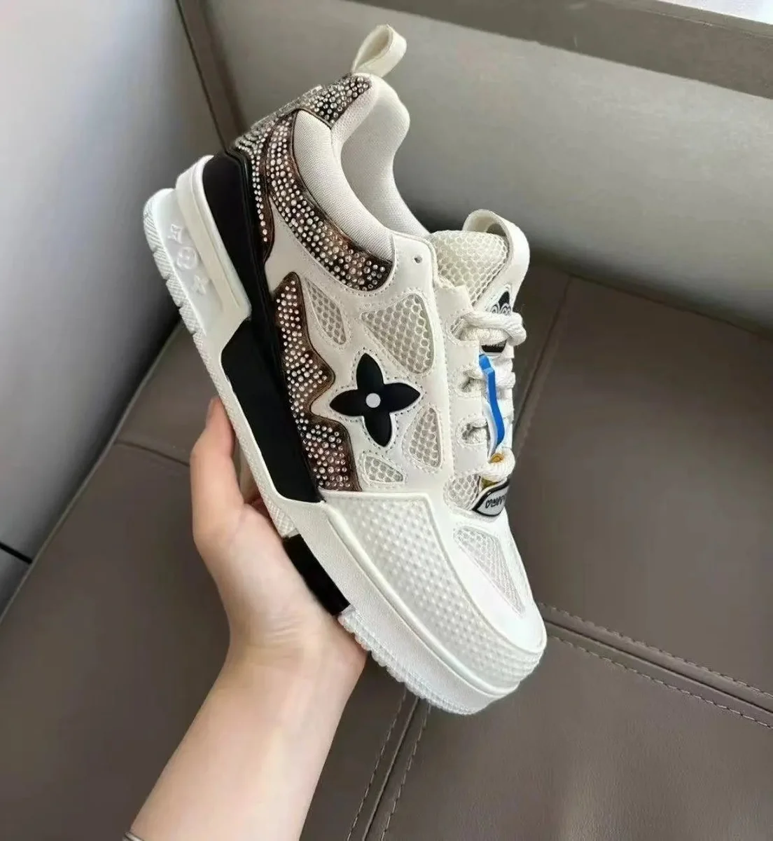 Louis Vuitton LV Trainer Crystal Embellished Sneakers