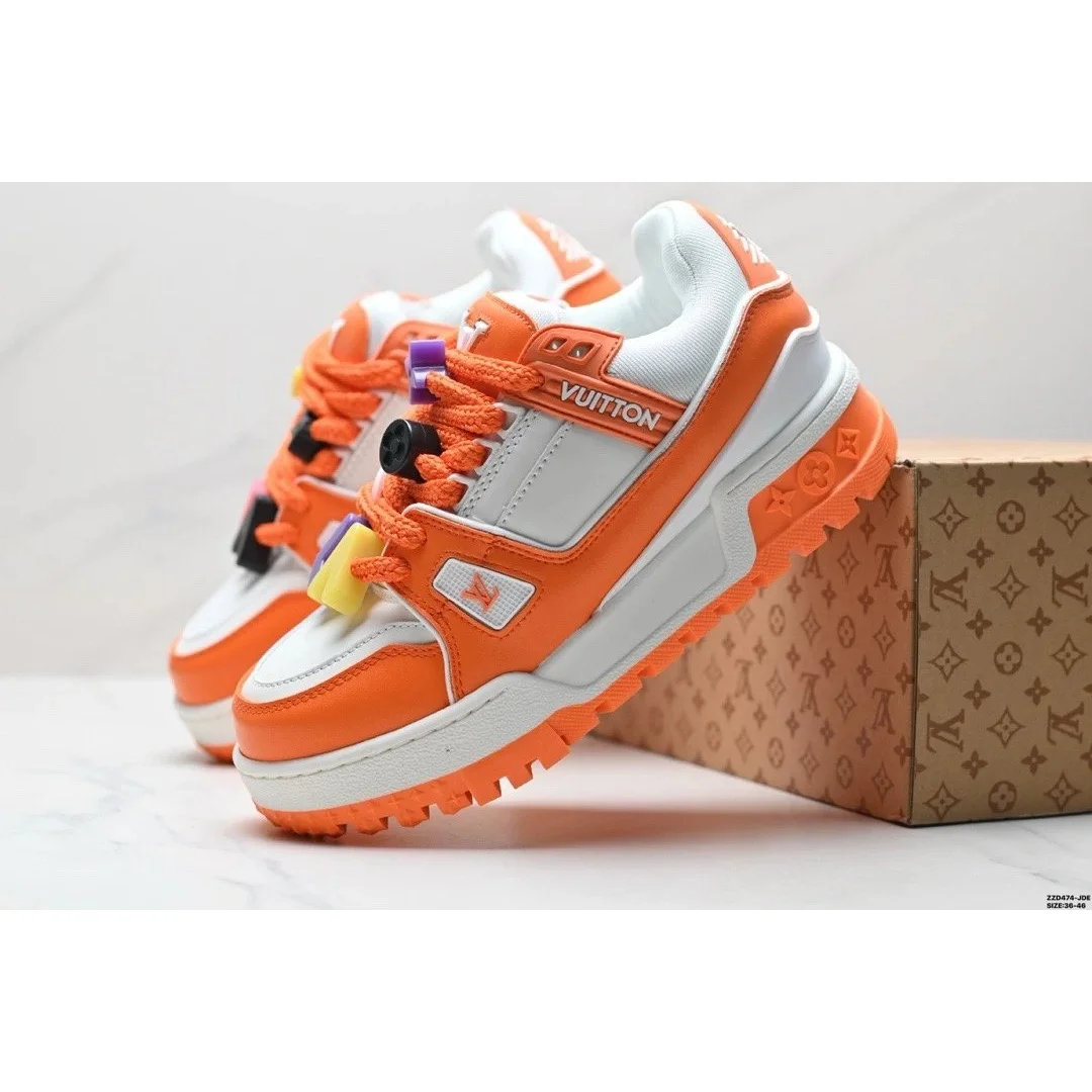 Louis Vuitton LV Trainer Orange White Sneakers