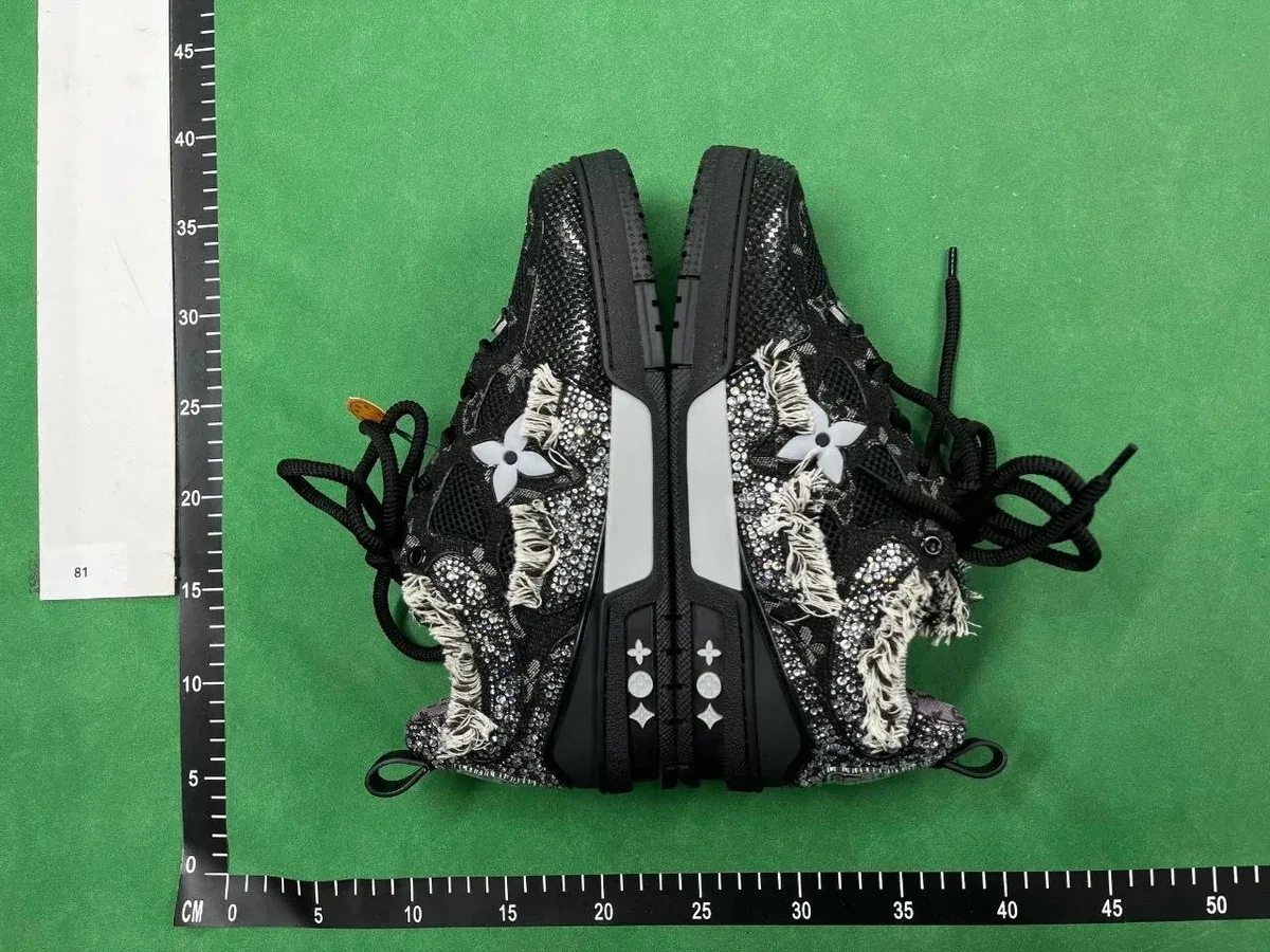 Louis Vuitton LV Trainer Black Crystal Embellished Sneakers